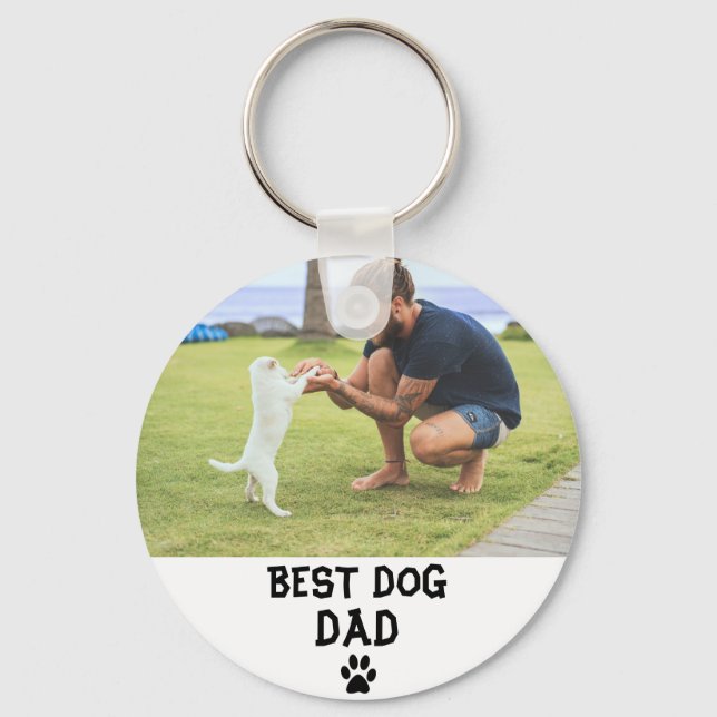 Best Dog dad Custom Photo keychain, dad gift,  Keychain (Front)
