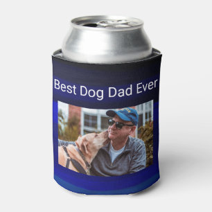 Best Dog Dad Custom Photo with Blue painting Can Cooler