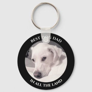 Best Dog Dad Cute Noble White Puppy Dog Black Keychain