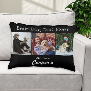 Best Dog Dad Ever 3 Photo Collage Accent Pillow