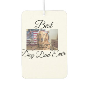 Best dog Dad ever add pet name photo bone golden r Air Freshener