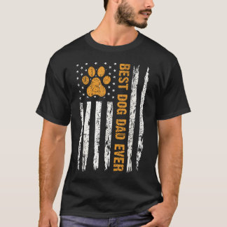 Best Dog Dad Ever American Usa Flag Funny Dog T-Shirt
