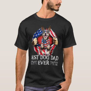 Best Dog Dad Ever Australian Kelpie American Flag  T-Shirt