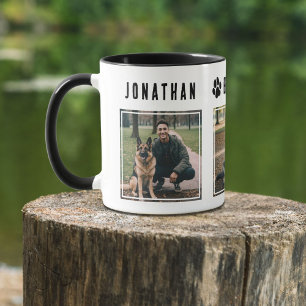 Best Dog Dad Ever Black and White 3 Photo Mug