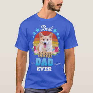 Best Dog Dad Ever Corgi Floral Retro Father Day Lo T-Shirt