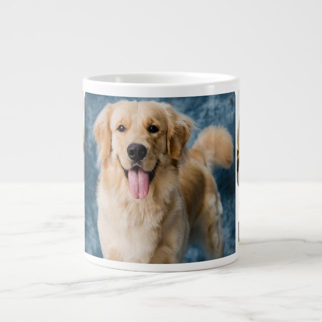 Best Dog Dad Ever Custom Modern Photo and Dog Name Large Coffee Mug (Front)