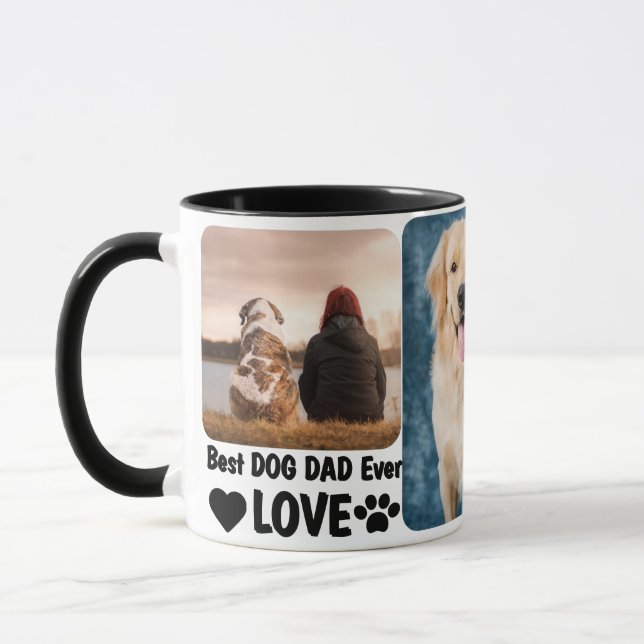 Best Dog Dad Ever Custom Modern Photo and Dog Name Mug (Left)