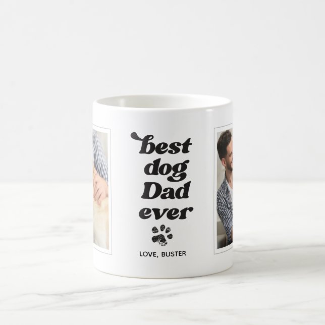 Best Dog Dad Ever Custom Photo and Text Coffee Mug (Center)