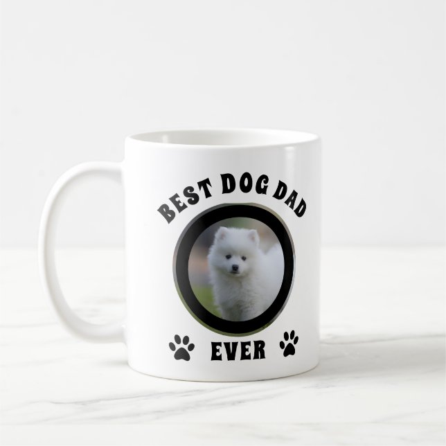 Best Dog Dad Ever Custom Photo Personalized Coffee Mug (Left)