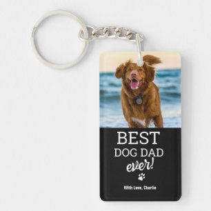 Best Dog Dad Ever Custom Photo Personalized Keychain