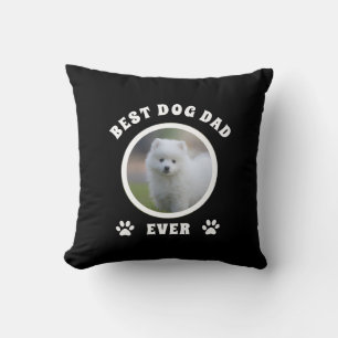 Best Dog Dad Ever Custom Photo Personalized Throw Pillow
