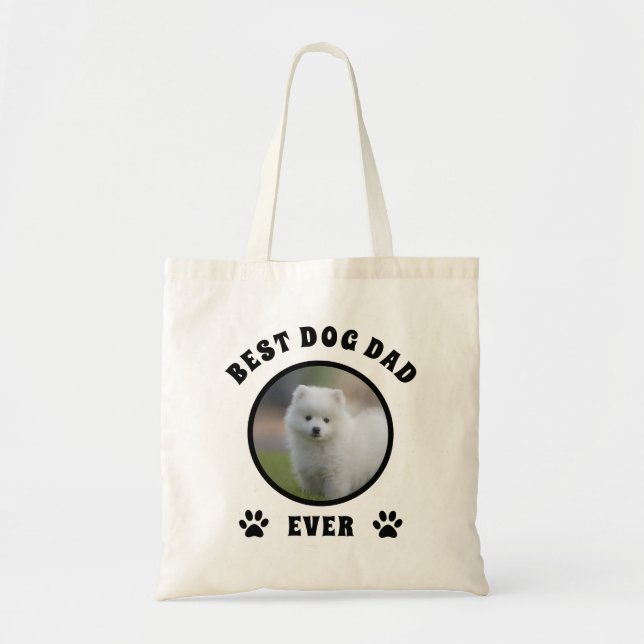 Best Dog Dad Ever Custom Photo Personalized Tote Bag (Front)