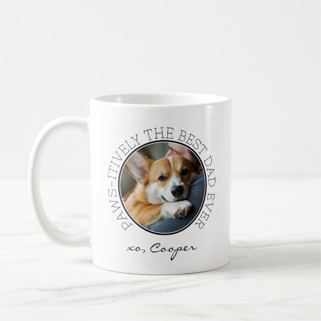 Best Dog Dad Ever Cute Custom Puppy Pet Photo Coffee Mug (Left)