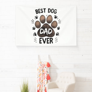 Best Dog Dad Ever – Cute Paw Print Dog Lover Banner