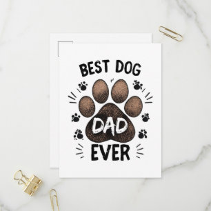 Best Dog Dad Ever – Cute Paw Print Dog Lover Invitation Postcard
