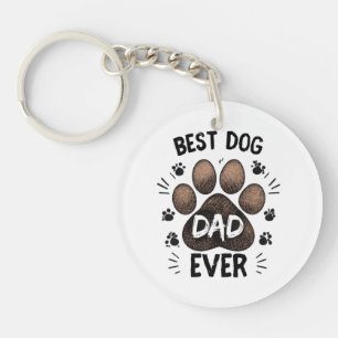 Best Dog Dad Ever – Cute Paw Print Dog Lover Keychain