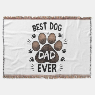 Best Dog Dad Ever – Cute Paw Print Dog Lover Throw Blanket