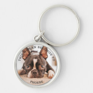 Best Dog Dad Ever Elegant Simple Custom Photo  Keychain