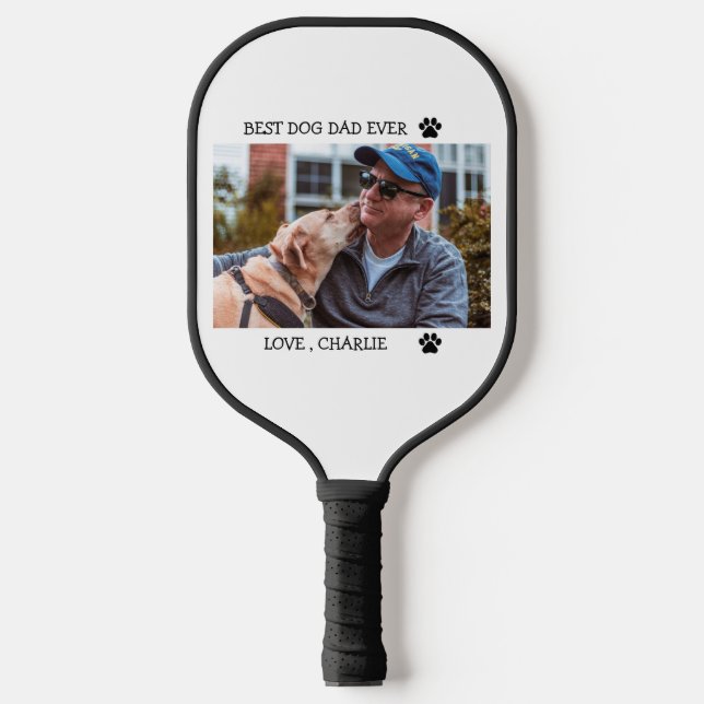 Best Dog Dad Ever Father's Day Custom Photo  Pickleball Paddle (Front)
