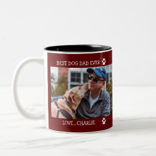 Best Dog Dad Ever Father's Day Custom Photo Two-T Two-Tone Coffee Mug