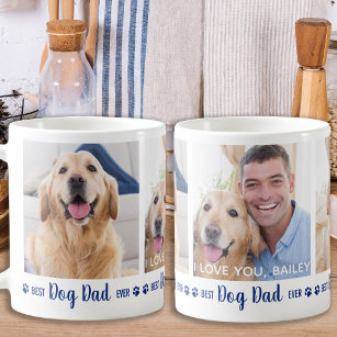 Best Dog Dad Ever Fun Blue 3 Photo Coffee Mug