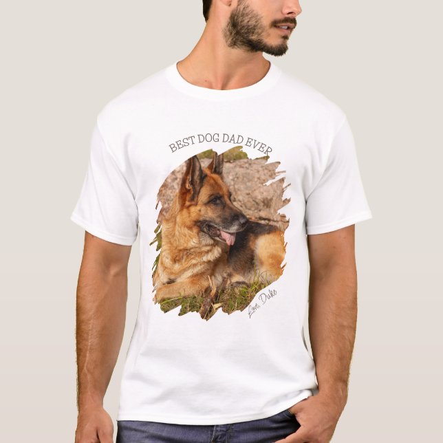 Best Dog Dad Ever Fun Custom Pet Photo T-Shirt (Front)