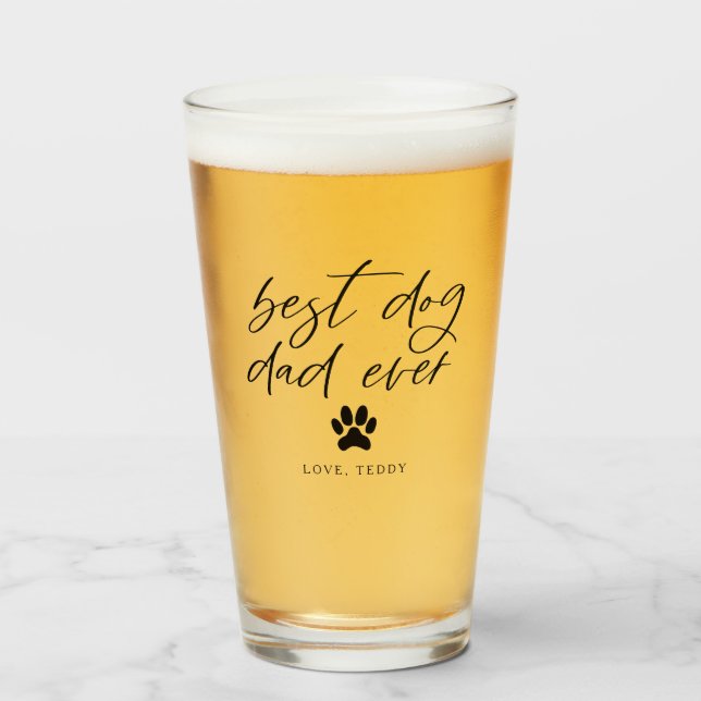 Best Dog Dad Ever Glass (Front Filled)