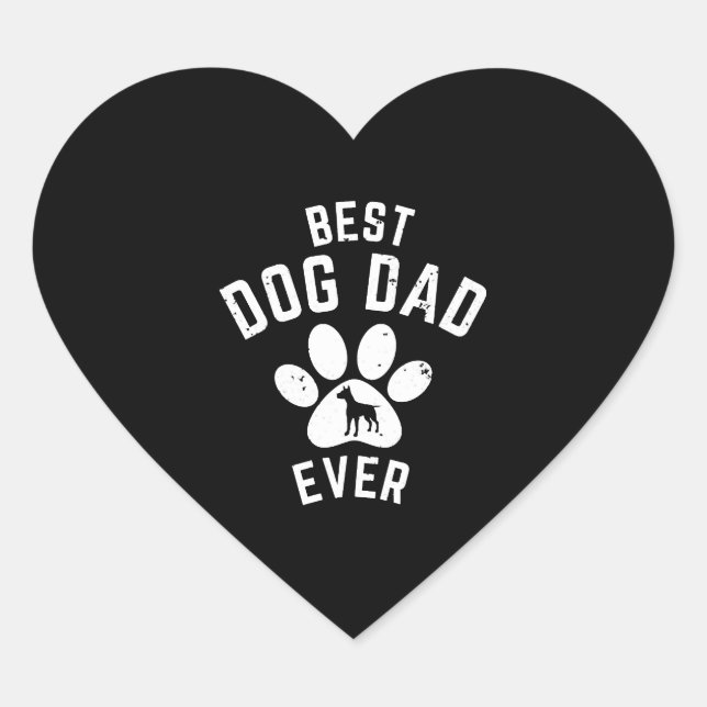 BEST DOG DAD EVER HEART STICKER (Front)