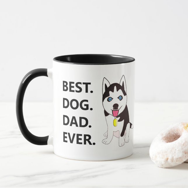 Best Dog Dad Ever - Husky Puppy Mug (With Donut)