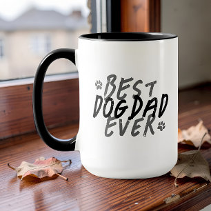 Best Dog Dad Ever Modern Black and Grey Grunge Mug