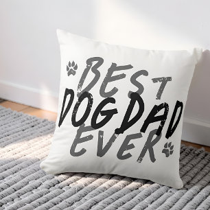 Best Dog Dad Ever Modern Black and Grey Grunge Throw Pillow
