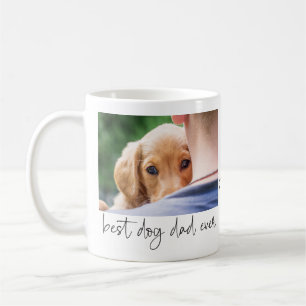 Best Dog Dad Ever Modern Custom Photo and Dog Name Coffee Mug