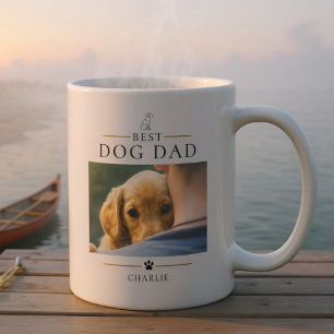 Best Dog Dad Ever Modern Custom Photo and Dog Name Coffee Mug