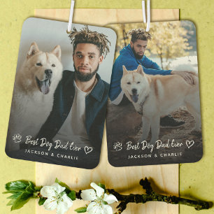 Best Dog Dad Ever Paw Heart Custom Photo and Name Air Freshener