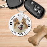 BEST DOG DAD EVER Paw Print 2 Photos Keychain<br><div class="desc">Create a personalized photo keychain for the BEST DOG DAD (or your own title) with one or two pictures (one on each side) in your choice of text, pawprint and background colours (shown in black on white). Memorable photo gift for him on his birthday, for Father's Day or for a...</div>