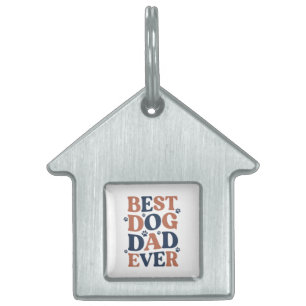 Best Dog Dad Ever Paw Print Typography Gift Pet ID Tag