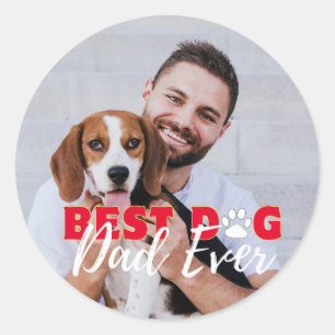 Best Dog Dad Ever Personalized Photos Classic Round Sticker