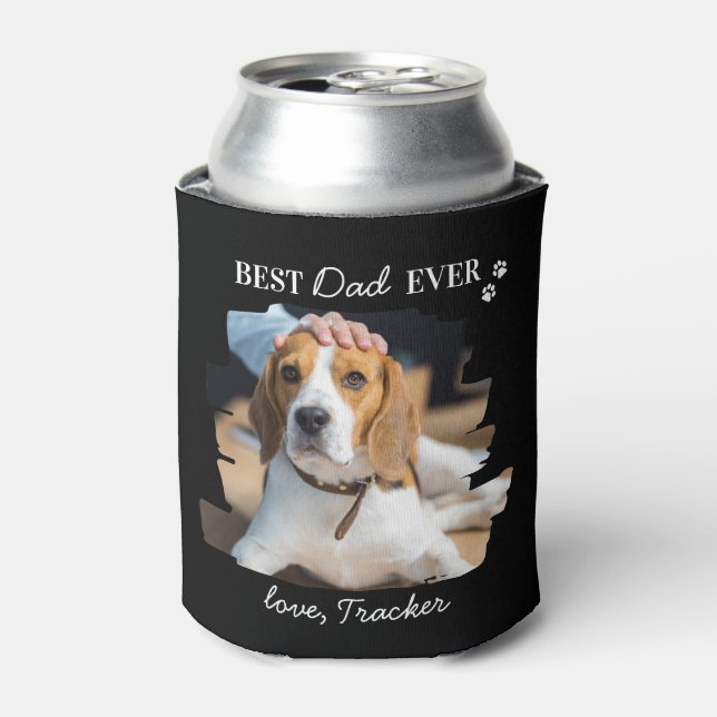 Best Dog Dad Ever Personalized Trendy Pet Photo Can Cooler (Can Front)
