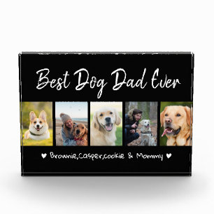 Best Dog Dad Ever Pet 5 Picture Collage Black Photo Block