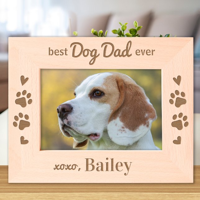 Best DOG DAD ever - Pet Personalized Wood Photo Etched Frames (Creator Uploaded)