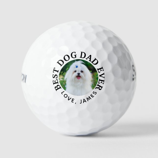 Best DOG DAD EVER Pet Photo Golf Balls (Front)