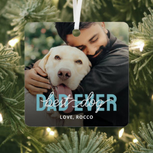 Best Dog Dad Ever Pet Photo Metal Ornament