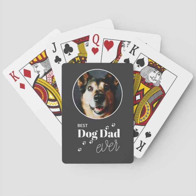 Best Dog Dad Ever Pet Photo Playing Cards (Back)
