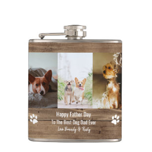 Best Dog Dad Ever Photo Fathers Day Hip Flask