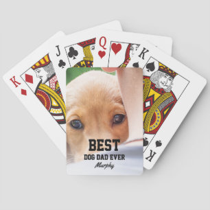 Best Dog Dad Ever Photo Name Father's Day Playing Cards