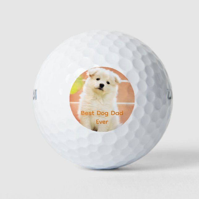 Best Dog Dad Ever Photo Pet Fun Puppy Golf Balls (Front)