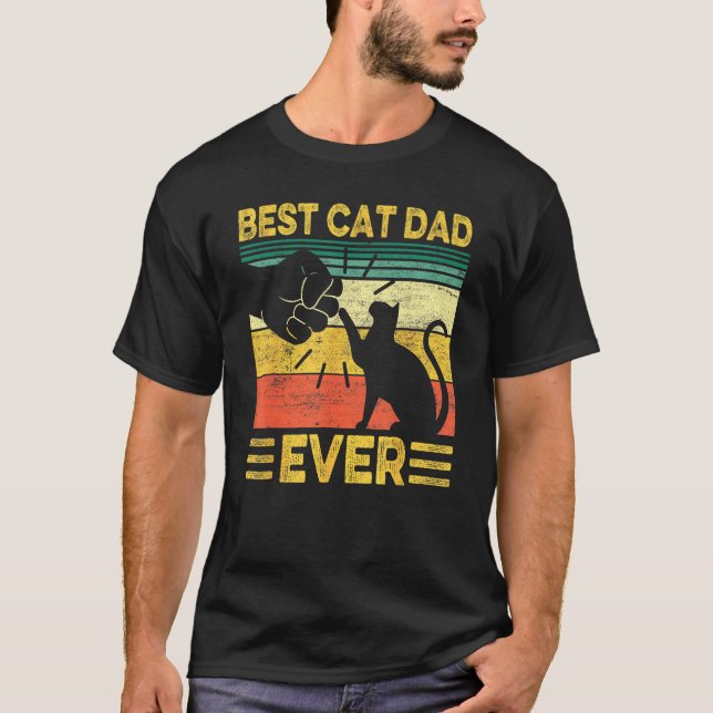 Best Dog Dad Ever Retro Dog Daddy Paw Fist Bump Fa T-Shirt (Front)