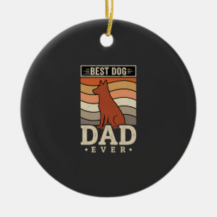 Best Dog Dad Ever Retro Silhouette Ceramic Ornament