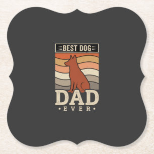 Best Dog Dad Ever Retro Silhouette Paper Coaster