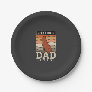 Best Dog Dad Ever Retro Silhouette Paper Plate
